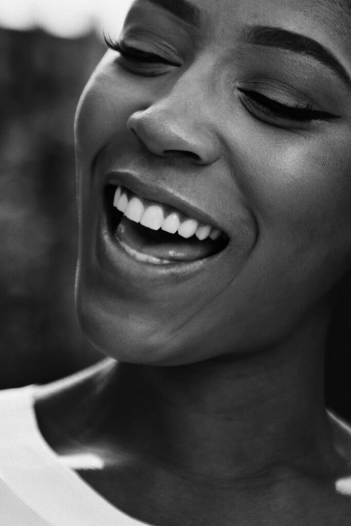 close up of a cheerful black woman